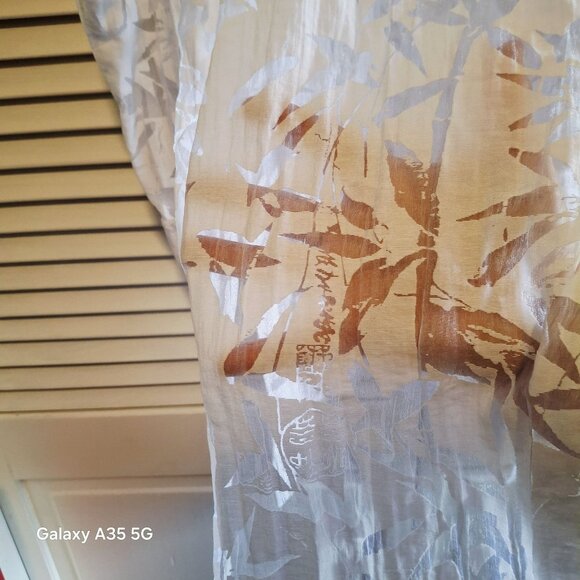 Chicos Sheer White Button-Down Blouse With Bamboo Print & 3/4 Sleeves Size 1 Ray - Picture 4 of 8